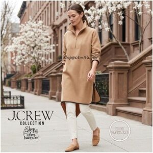 J.Crew Collection 100% cashmere leather tipped zip neck coat *shop@iAmWarrior